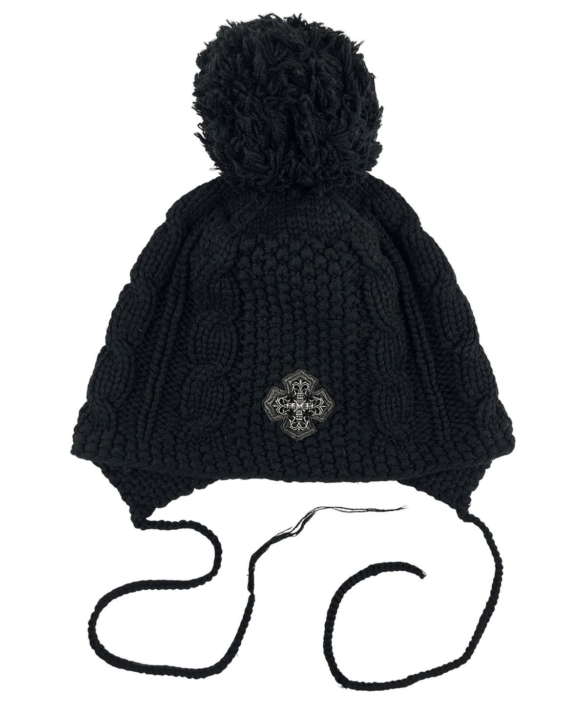 Chrome Hearts Chrome Hearts 3rd Eye Silver Cross Pom Leather Patch Beanie Size ONE SIZE - 1 Thumbnail