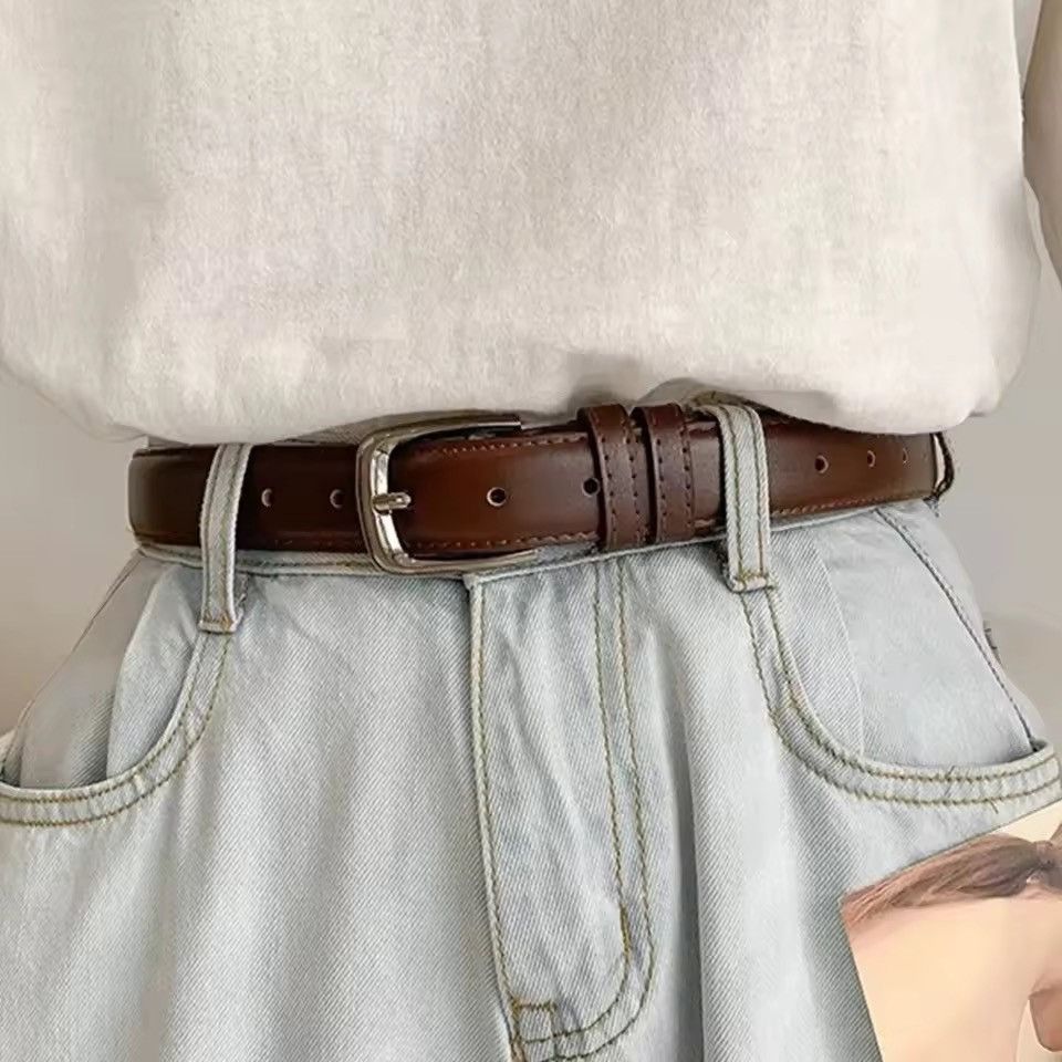 Japanese Brand BROWN PU Leather Belt - Length 105cm, Width 2.8cm | Sleek Size ONE SIZE - 1 Thumbnail