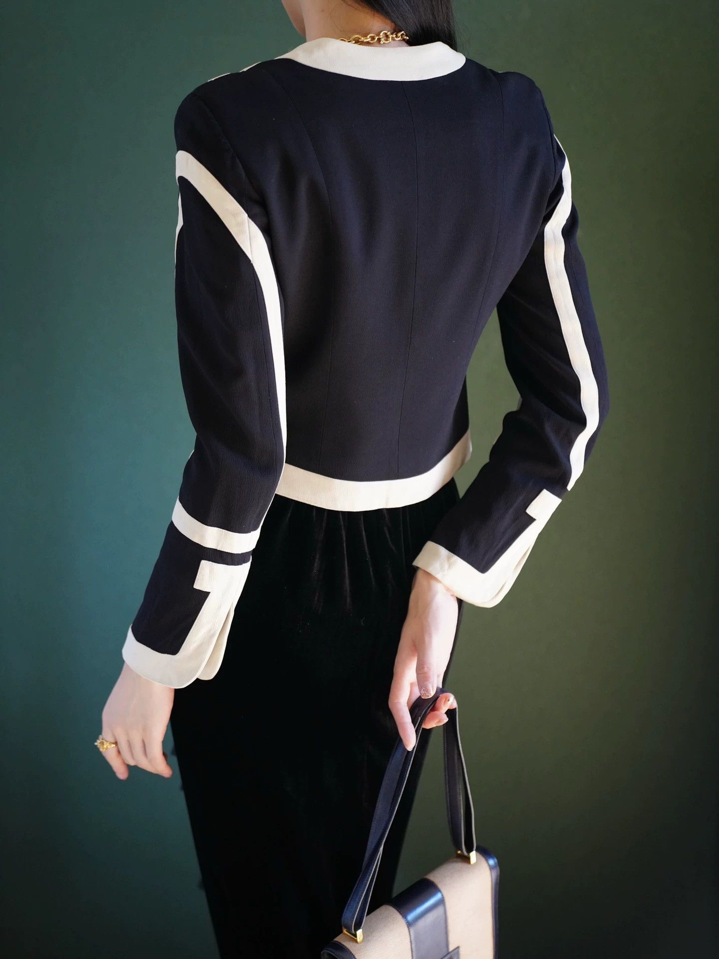 Moschino Moschino 90s Black White Colorblock Slim Thin Blazer Women's M Size M / US 6-8 / IT 42-44 - 8 Thumbnail