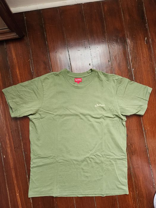 Supreme supreme arabic logo washed s/s tee olive | Grailed