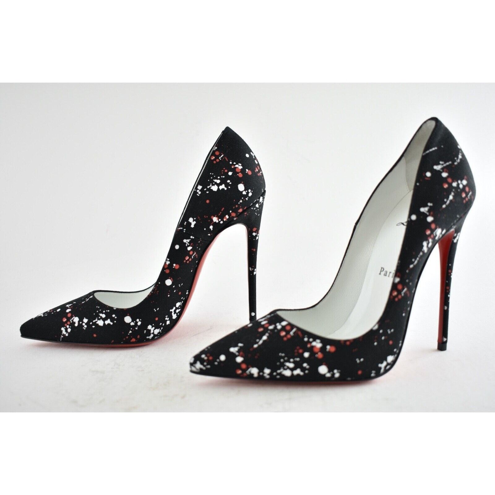 Christian Louboutin So Kate 120 Toile Splash Black Red White Heel Pump 39 Size US 9 / IT 39 - 9 Thumbnail