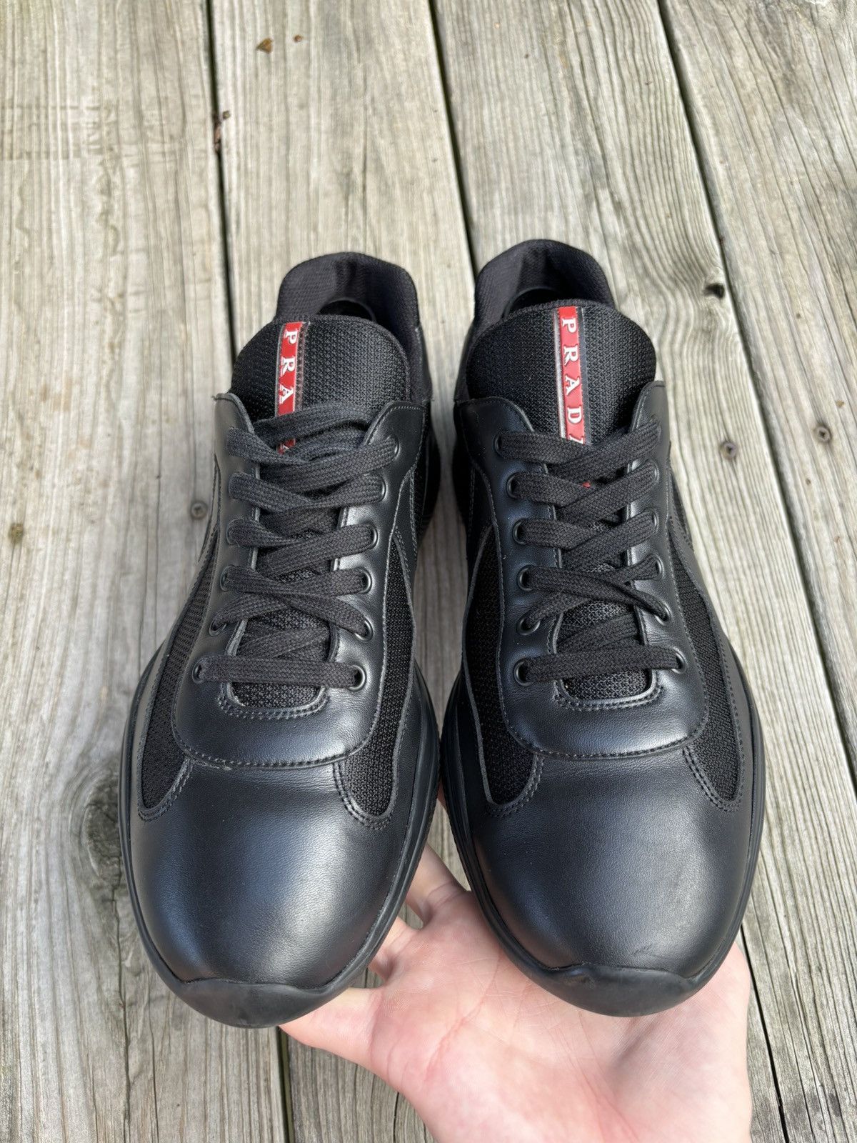 Prada Americas Cup Black Leather Size 12 Size US 12 / EU 45 - 4 Thumbnail