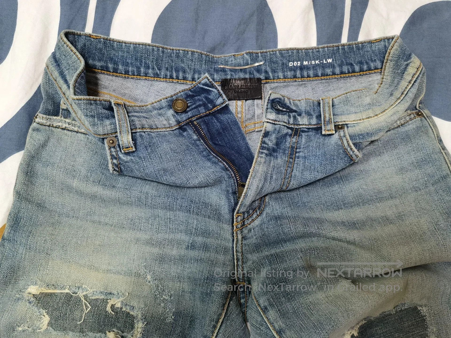 Saint Laurent Paris Saint Laurent Distressed Patch Jeans. Size US 30 / EU 46 - 8 Thumbnail