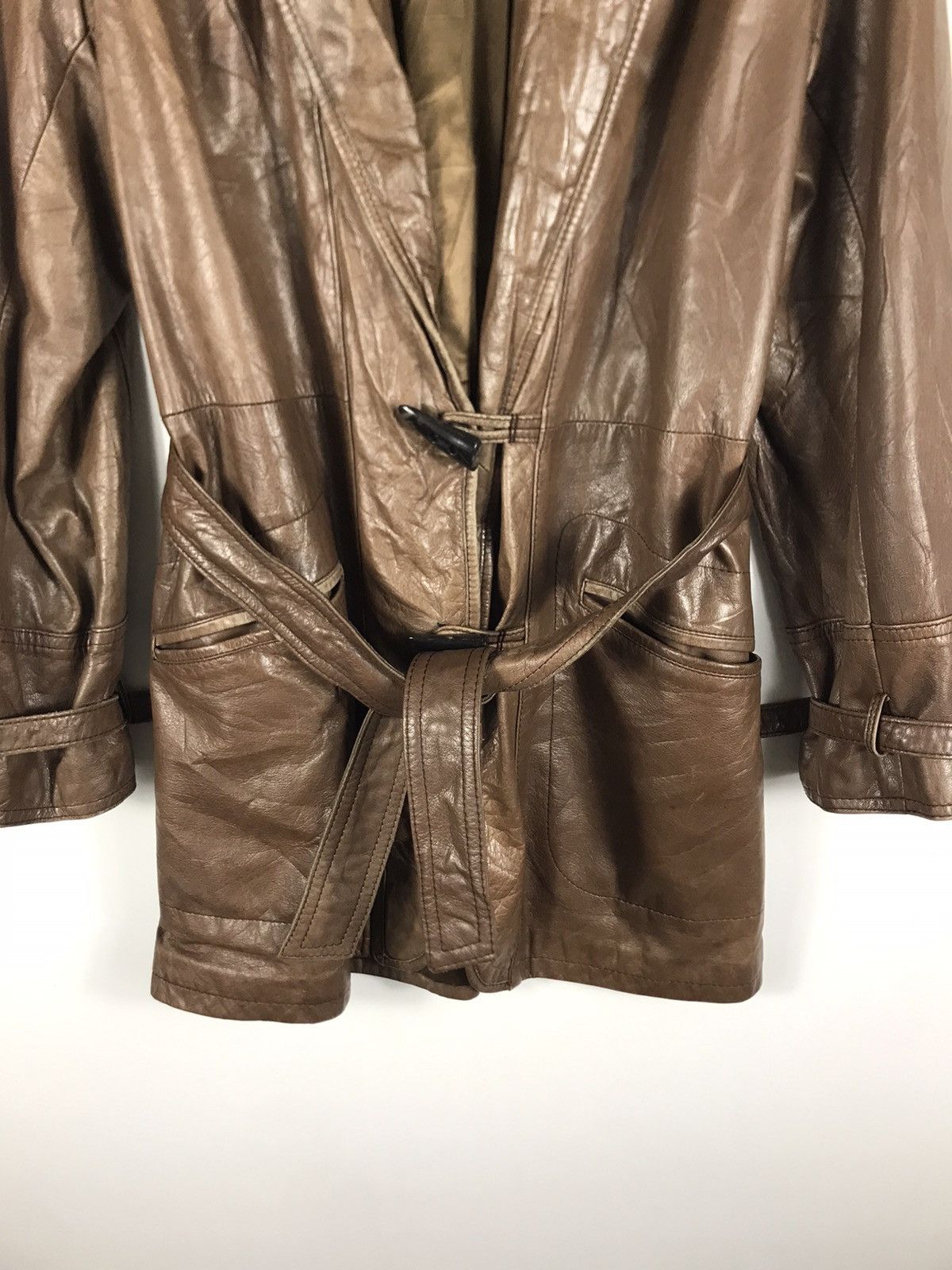 Genuine Leather ⚡️Vintage Duffle Leather Trench Coat Jacket Size M / US 6-8 / IT 42-44 - 5 Thumbnail