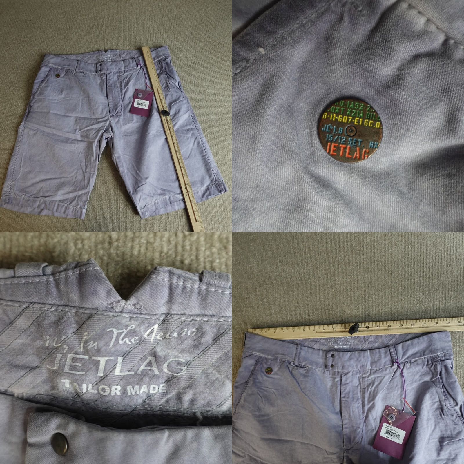 Vintage JET LAG Men's Shorts 38 Purple Solid Cotton Chino with Pockets, Mid Rise, Front Button, Inseam 11, Summer/Casual, Travel, Regular Fit Size US 38 / EU 54 - 8 Thumbnail