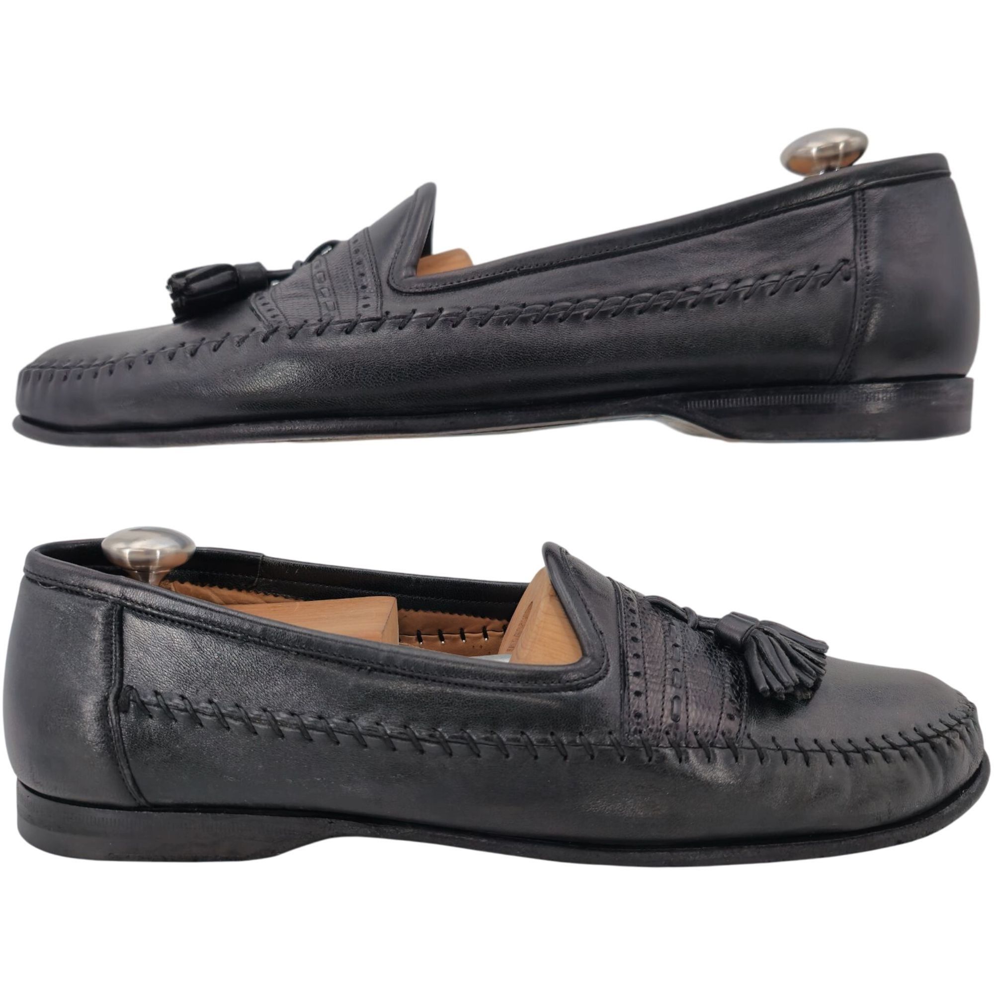 Santoni Santoni Italy Relaxed Black Leather Dress Shoes Mens 10.5D Size US 10.5 / EU 43-44 - 5 Thumbnail