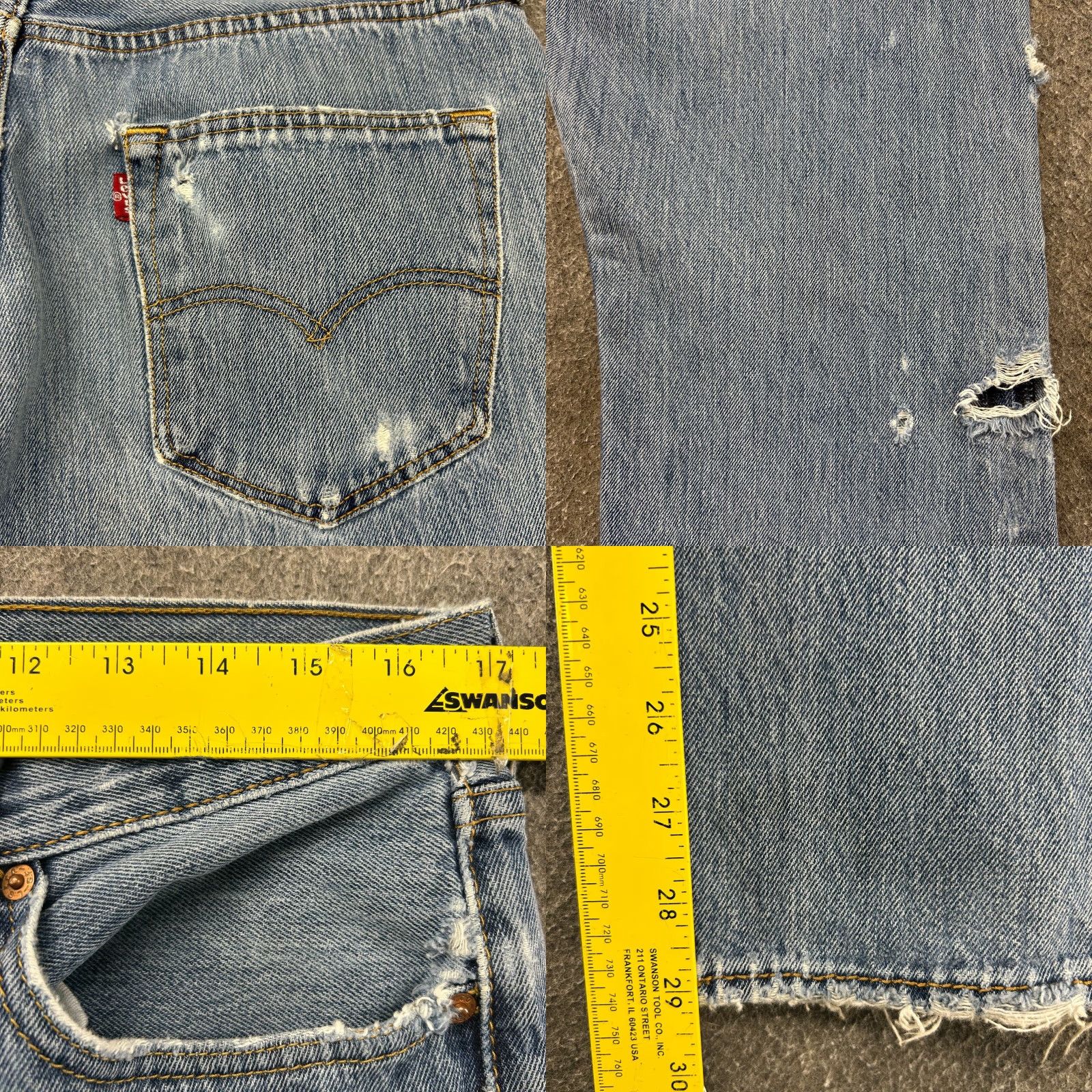 Levi's VINTAGE Levi's 501 Jeans Mens 34x29 Blue Straight Denim Distressed Regular 90s Cowboy USA Mens Size US 34 / EU 50 - 10 Thumbnail