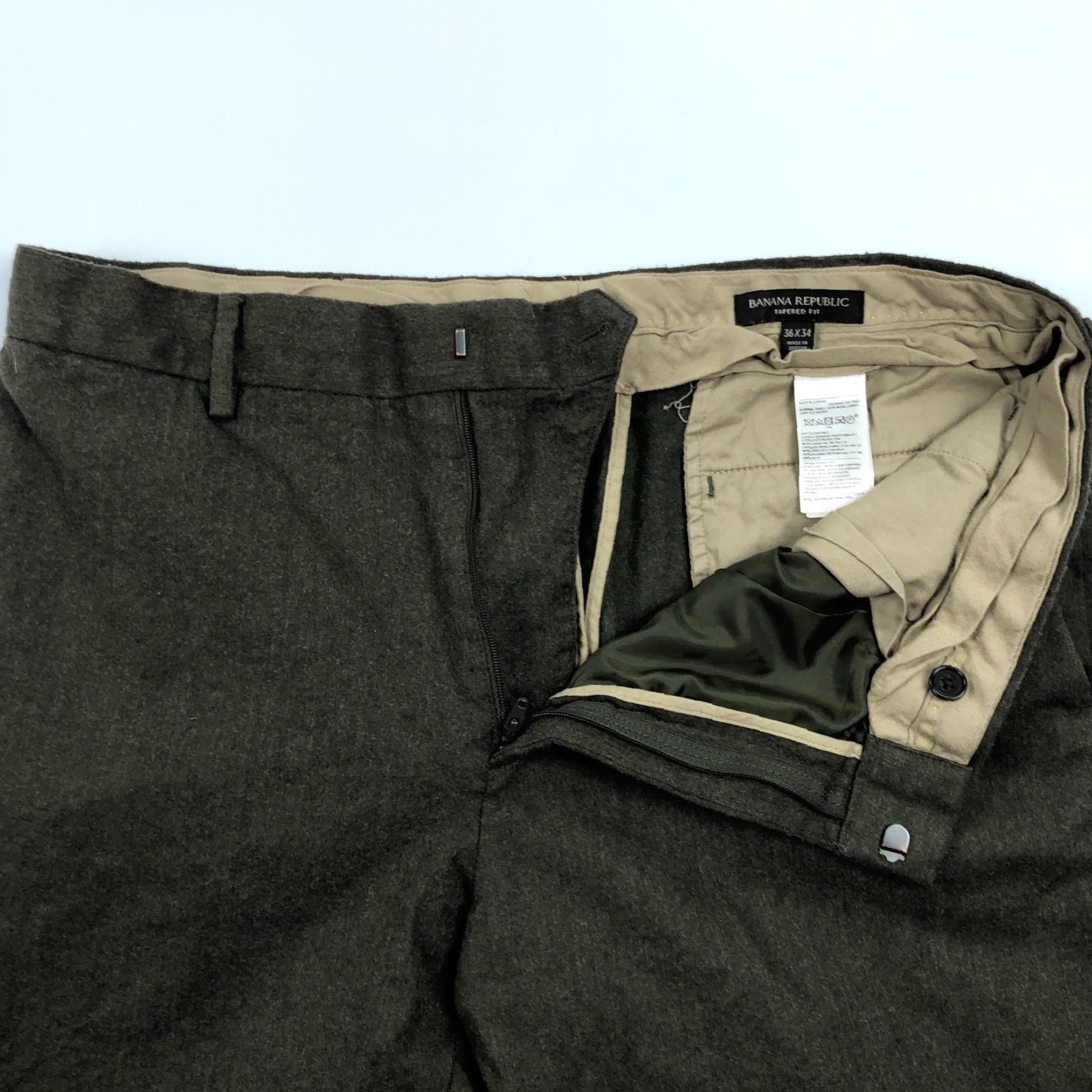 Banana Republic Banana Republic Dress Pants Wool Olive Green 36x30 Men Regular Flat Front Cuffed Pockets 120s 36x30 Vintage: No Size US 36 / EU 52 - 2 Thumbnail