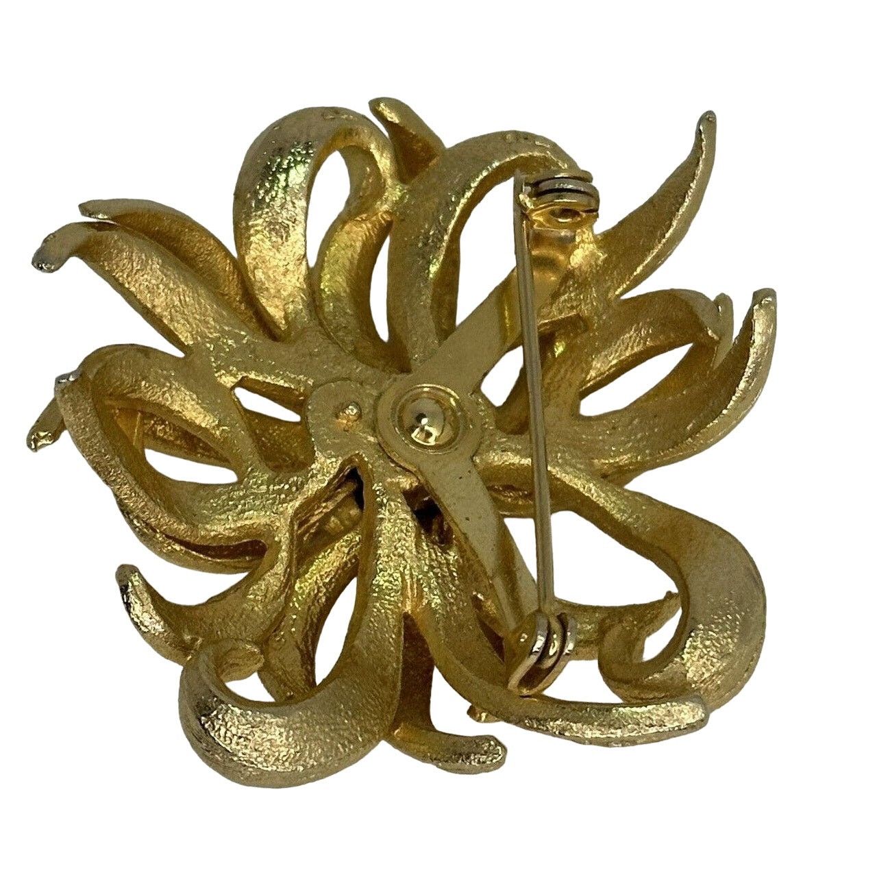 Vintage Gold Tone Flower Sunburst 2” Brooch Pin Atomic Vintage Size ONE SIZE - 6 Thumbnail