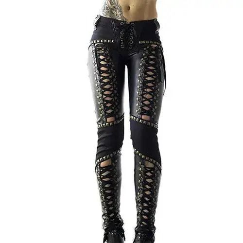 Jean Punk Rock Imitation Leather Pant Size 27" / US 4 / IT 40 - 1 Thumbnail