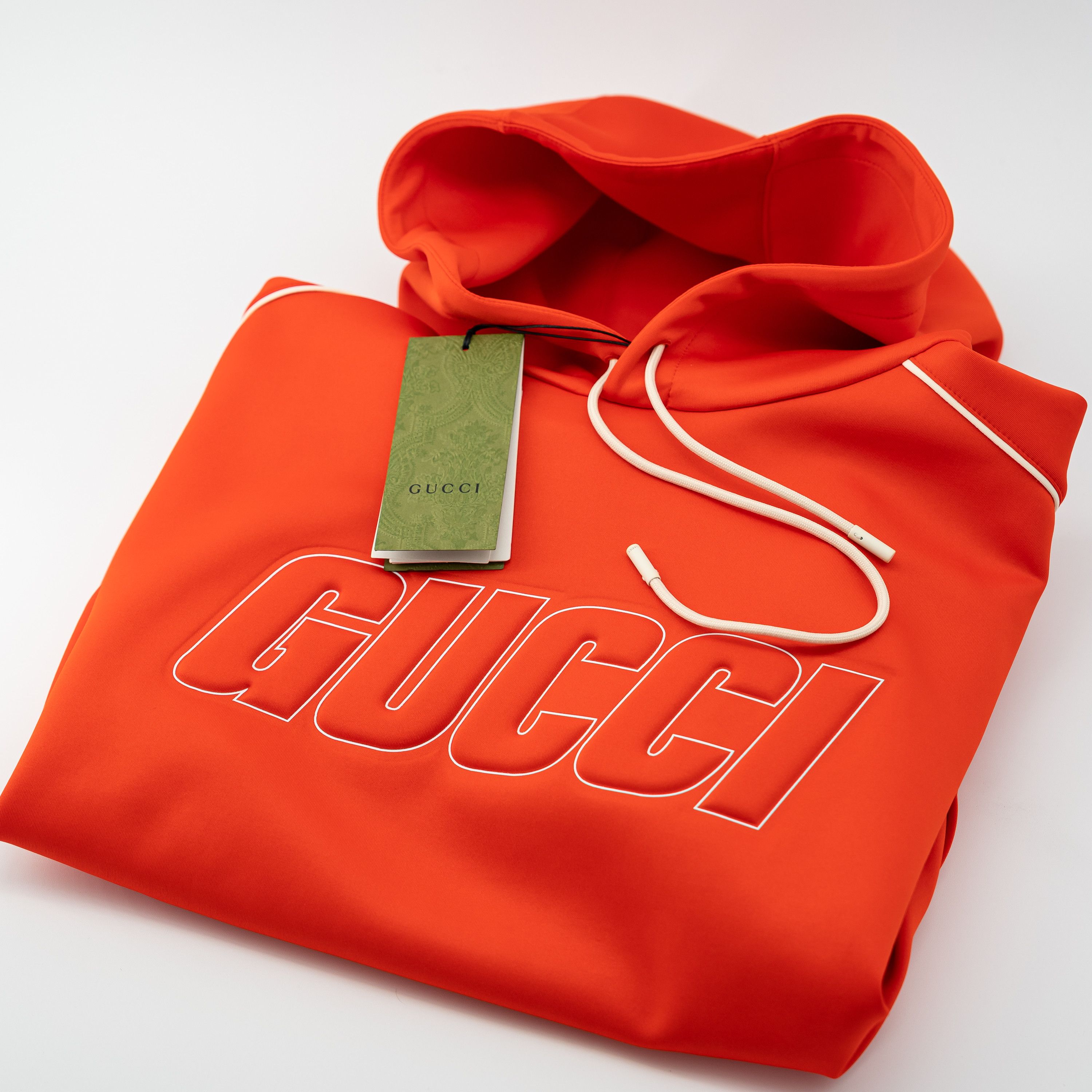Gucci S - Gucci Neoprene Hooded Sweatshirt Red Coral Hoodie Logo Size US S / EU 44-46 / 1 - 5 Thumbnail