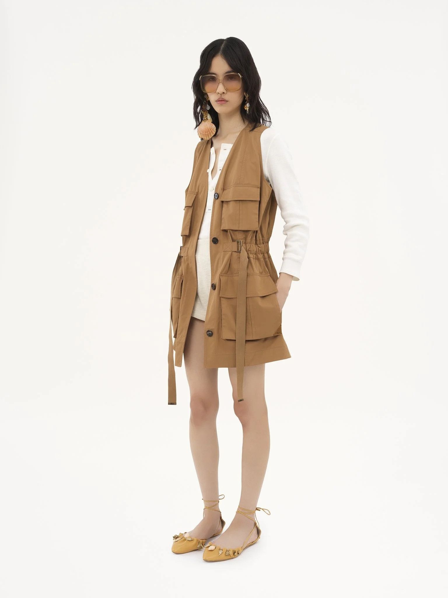 Chloe o1loc1c10326 Utilitarian Vest in Golden Brown Size S / US 4 / IT 40 - 2 Thumbnail