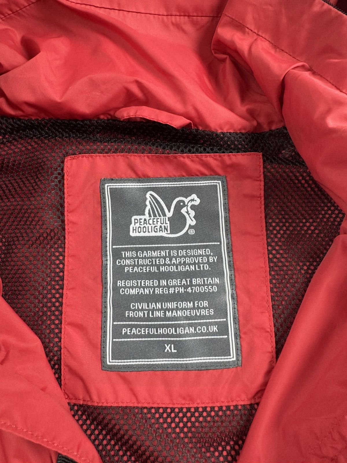 Vintage Peaceful Hooligan Dudley Red Zip Men’s XL Nylon Pocket Jacket Winderbreaker Size US XL / EU 56 / 4 - 12 Thumbnail