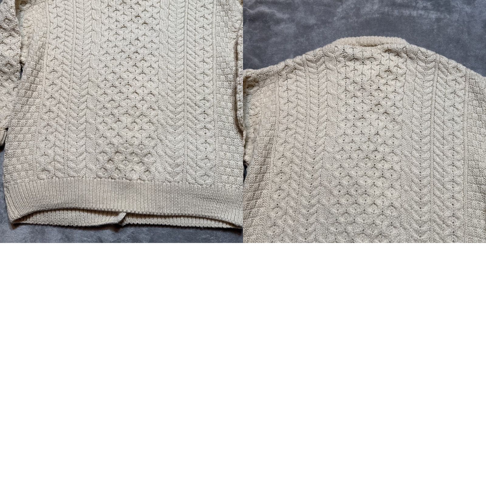 Vintage VINTAGE Claouknit Cardigan Wool Beige Cream Large Women's Cable-Knit High Neck Raglan Sleeve Size L / US 10 / IT 46 - 8 Thumbnail