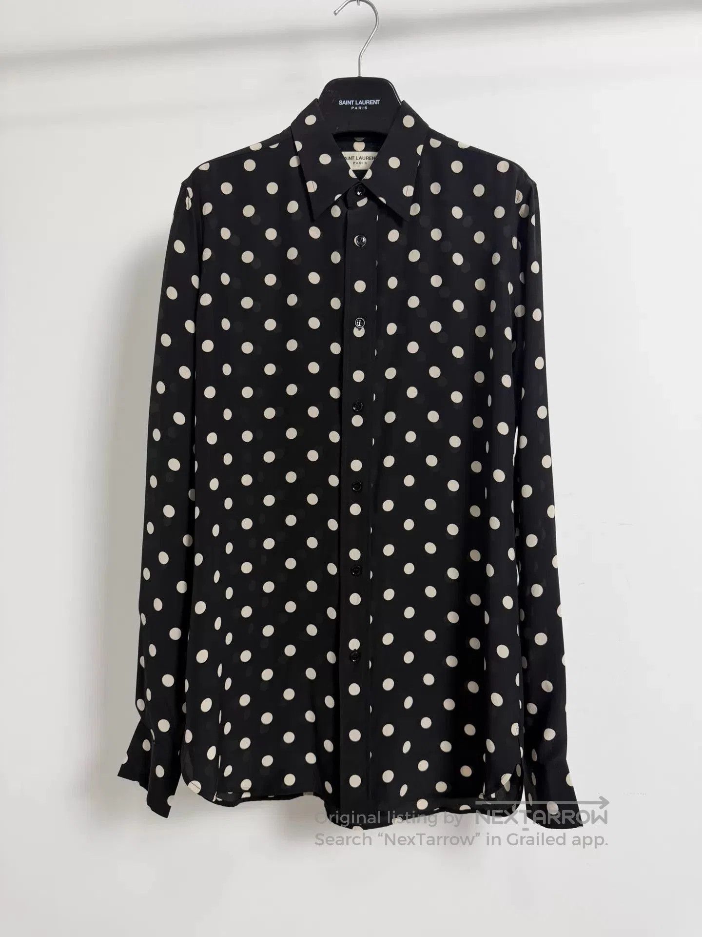 Saint Laurent Paris Black Polka Dot Long Sleeve Button. Size US M / EU 48-50 / 2 - 1 Thumbnail