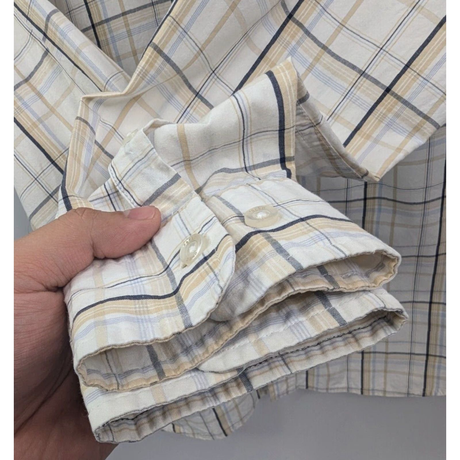 Ecko Unltd. VINTAGE Ecko Unltd Beige White Plaid Long Sleeve Button Front Cotton Shirt Men's L Size US L / EU 52-54 / 3 - 2 Thumbnail