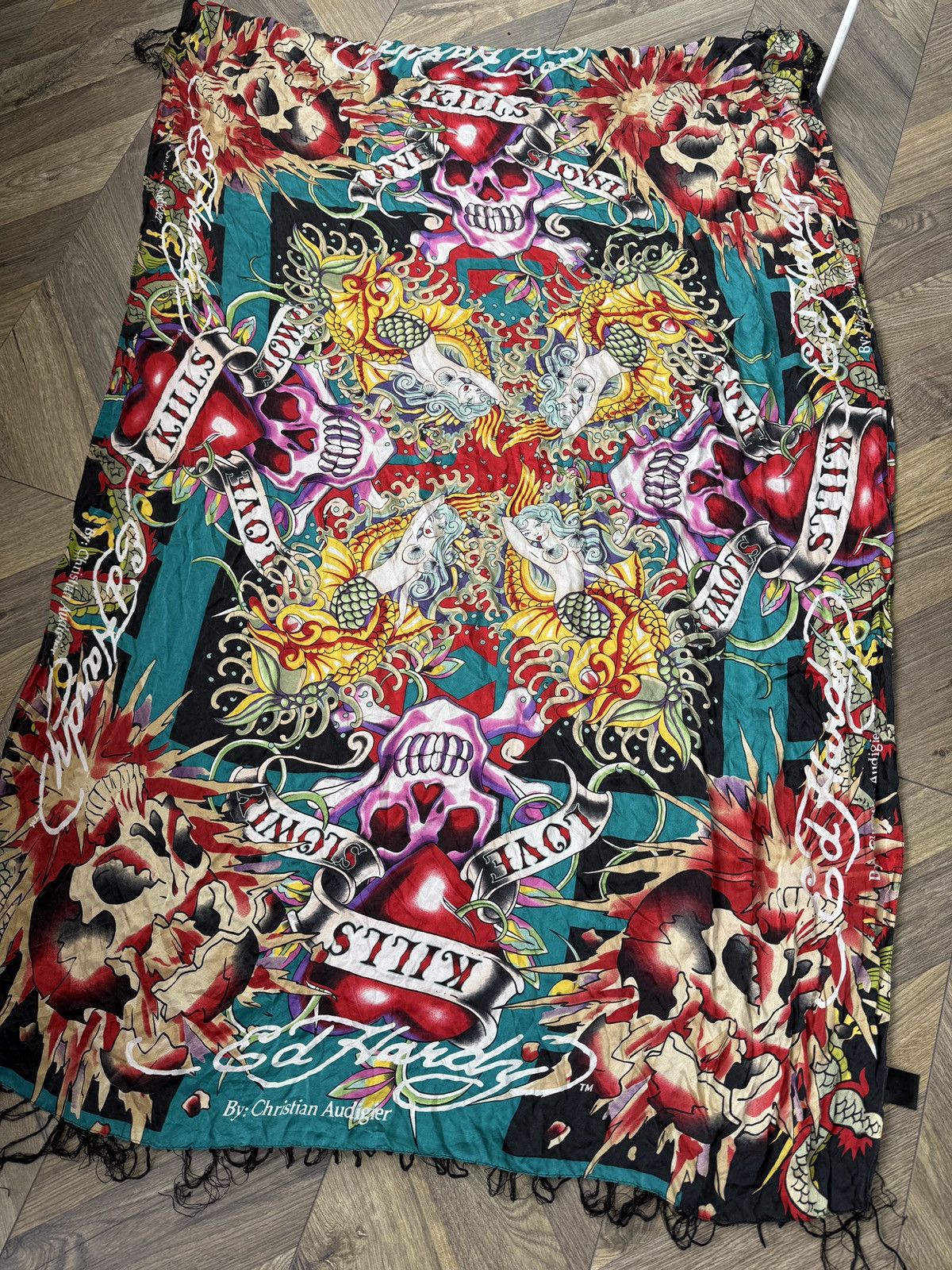 Ed Hardy Ed Hardy Christian Audigier Silk Scarve Love Kills Slowly Size ONE SIZE - 3 Thumbnail