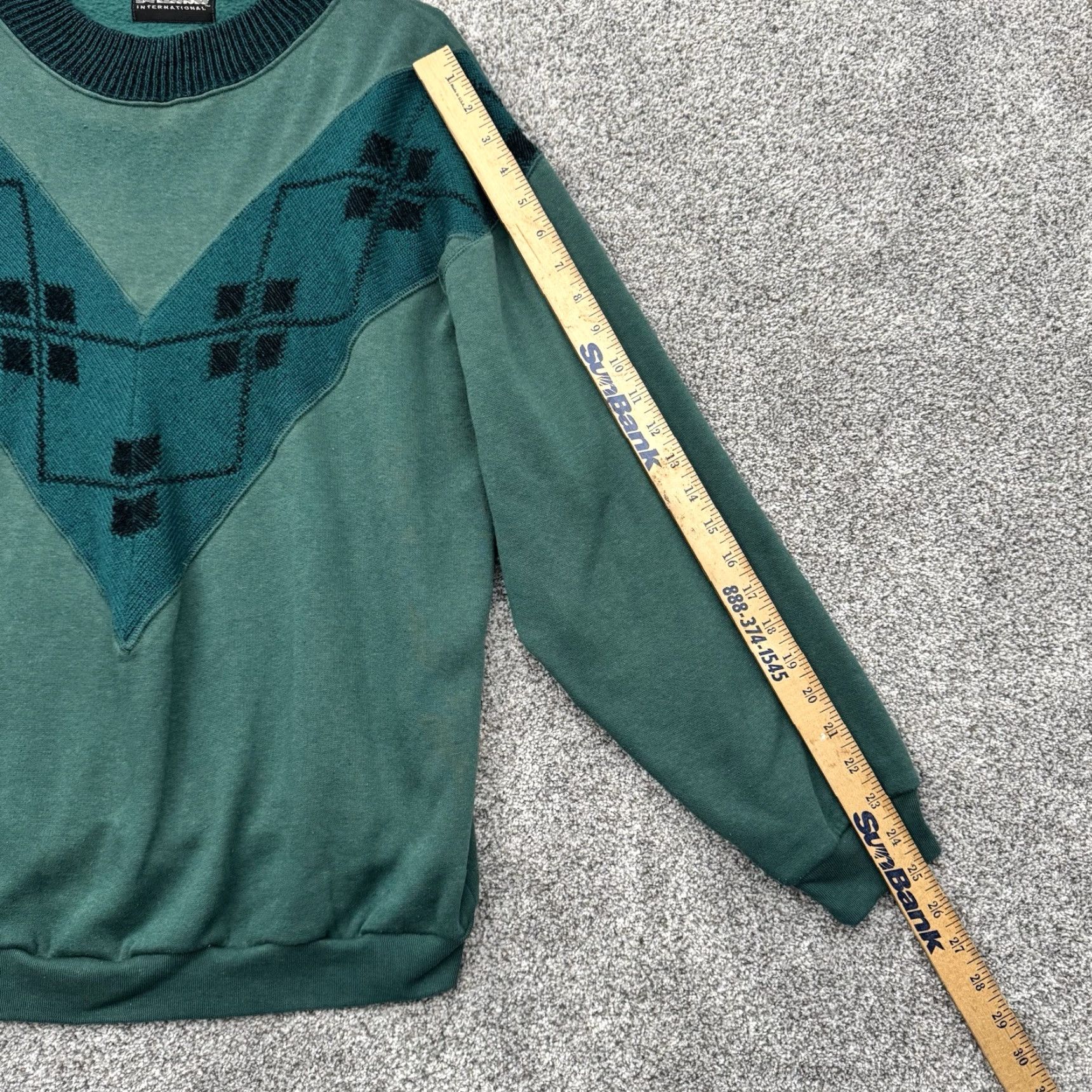 Vintage VINTAGE Expressions Sweatshirt Womens L 90s Grandpacore Argyle Ribbed Layering Winter Green Cotton Polyester Crew Neck Pullover Size L / US 10 / IT 46 - 3 Thumbnail