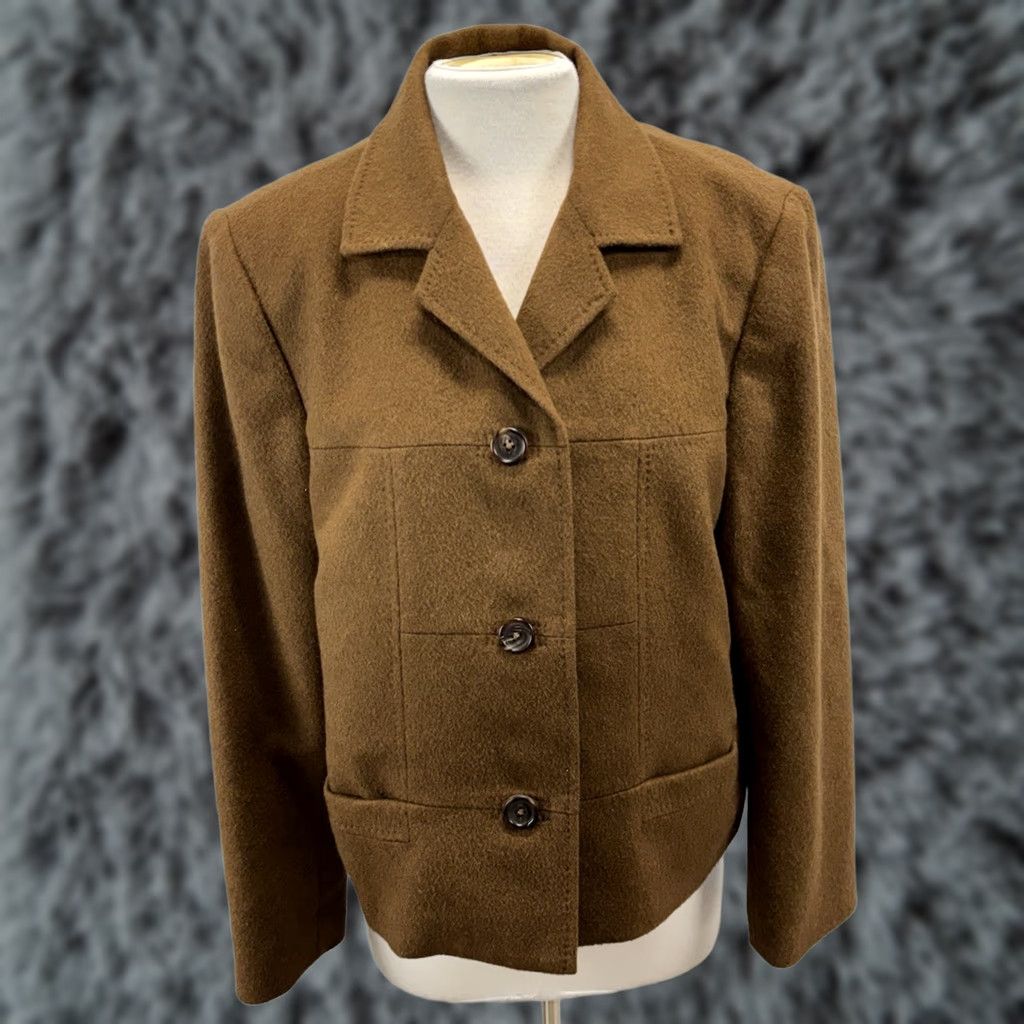 Talbots Talbots Blazer 14 Women's Brown Camel Hair Button Mandarin Collar Italian Vintage Boxy Old Money Career Jacket Size XL / US 12-14 / IT 48-50 - 1 Thumbnail
