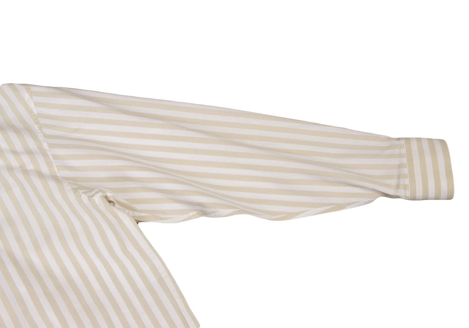 Issey Miyake Stripe Band Collar Shirt in Beige and White, Size M Size US M / EU 48-50 / 2 - 4 Thumbnail