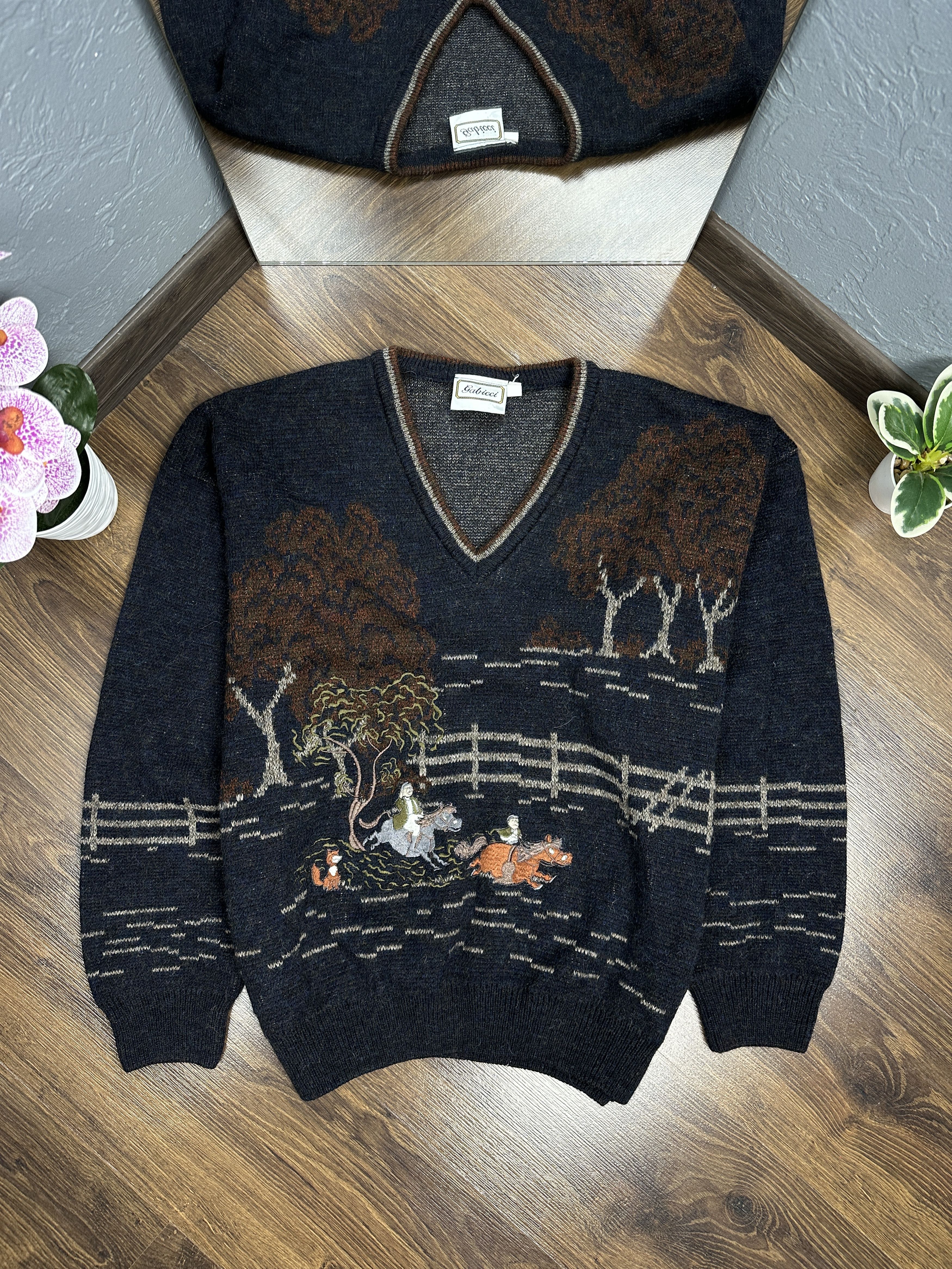 Vintage Vintage Knit Grandpa V-Neck Sweater Size US M / EU 48-50 / 2 - 1 Thumbnail
