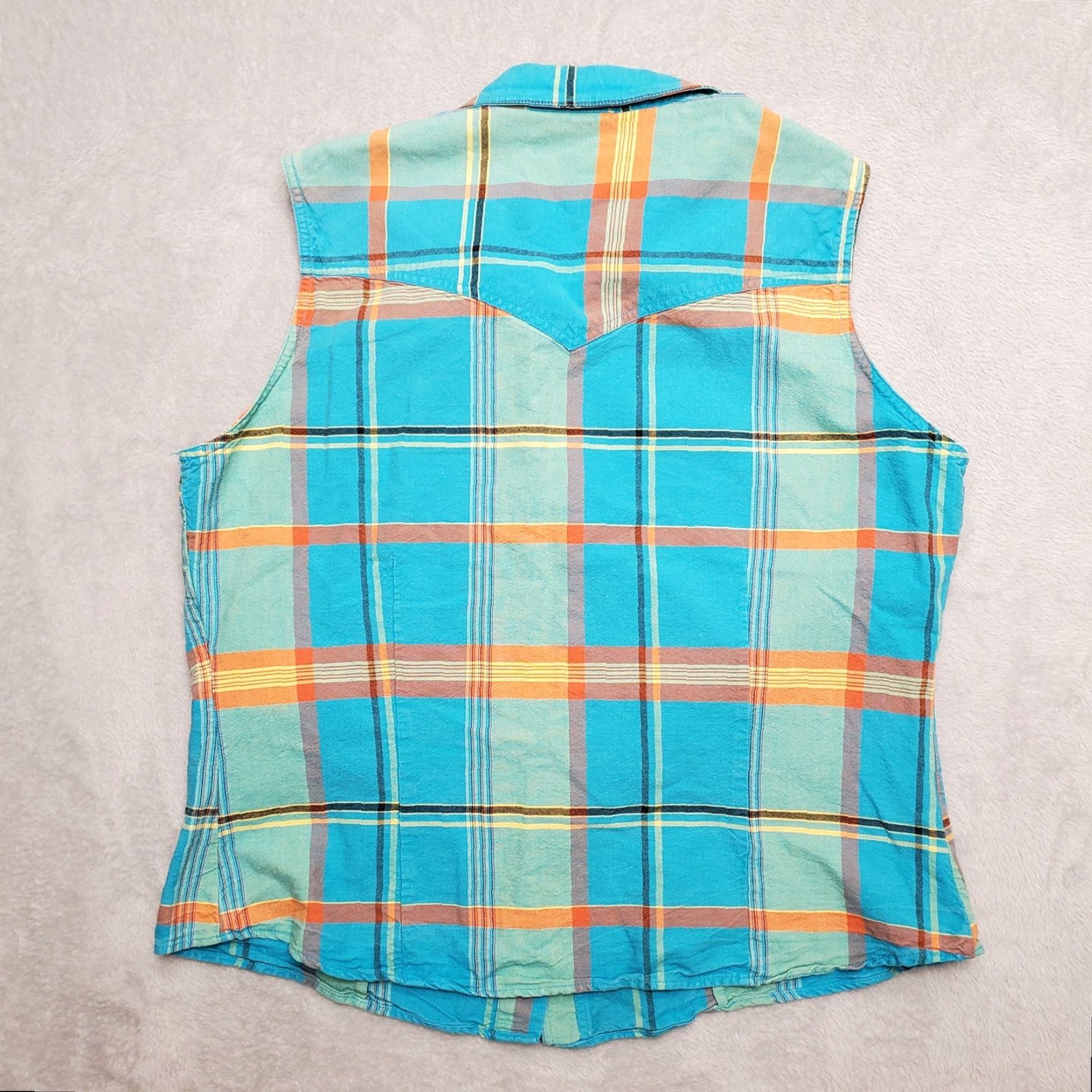 Roper VINTAGE Roper Vest Womens Large Blue Green Plaid Button up Western Cowboy Casual Shirt Size L / US 10 / IT 46 - 3 Thumbnail