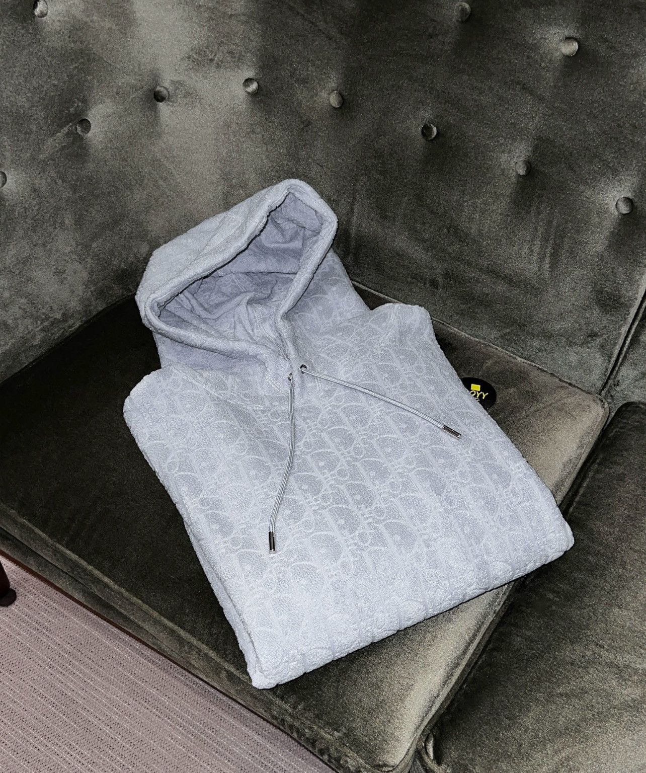 image of Dior Oblique Logo Hoodie in Grey, Men's (Size 2XL)