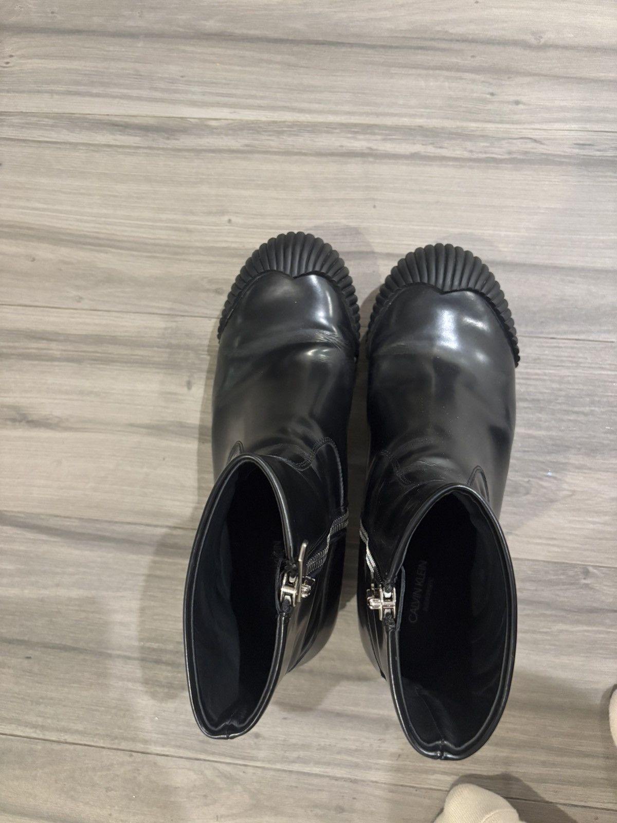 Calvin Klein 205W39NYC Black Leather Spazzato Rubber Toe Boots Size US 8 / EU 41 - 3 Thumbnail