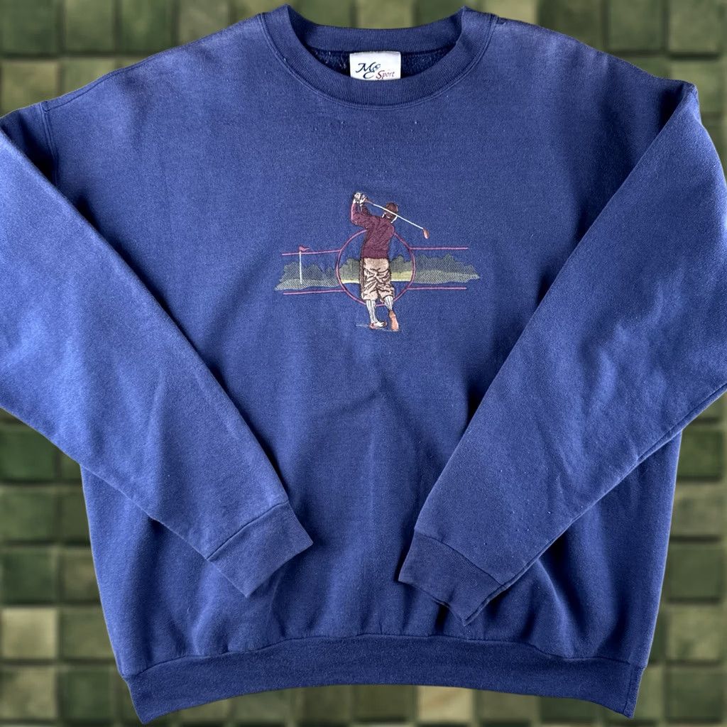 Vintage VINTAGE MC Sport Golf Sweatshirt Embroidered Crewneck Pullover XL Men Blue 90s Pullover Sweatshirt Embroidered Golf Size US XL / EU 56 / 4 - 1 Thumbnail