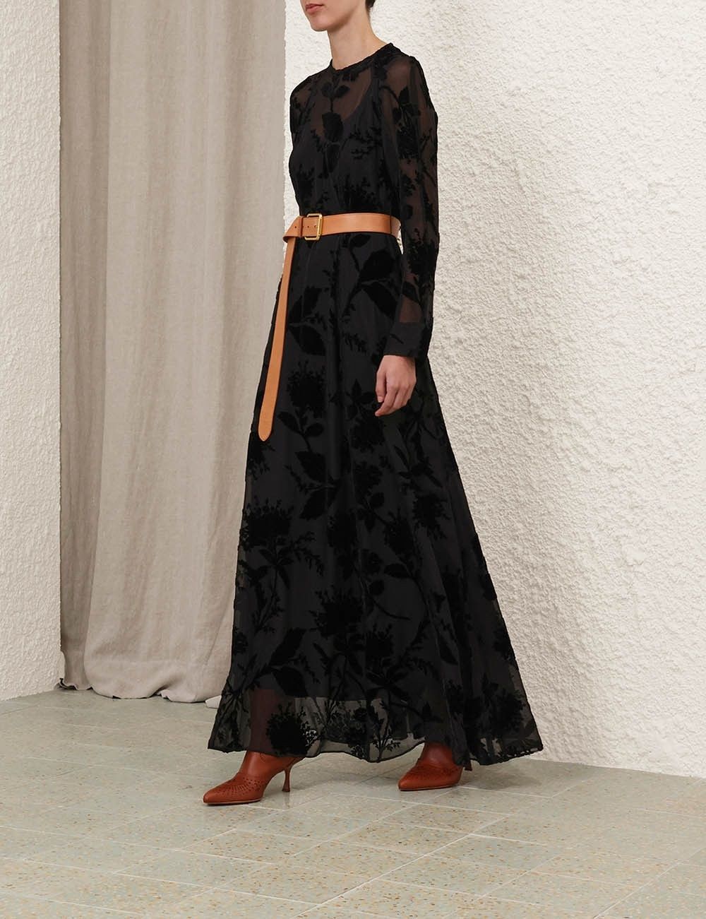 oc11z1025 Burnout Sheath Dress in Black