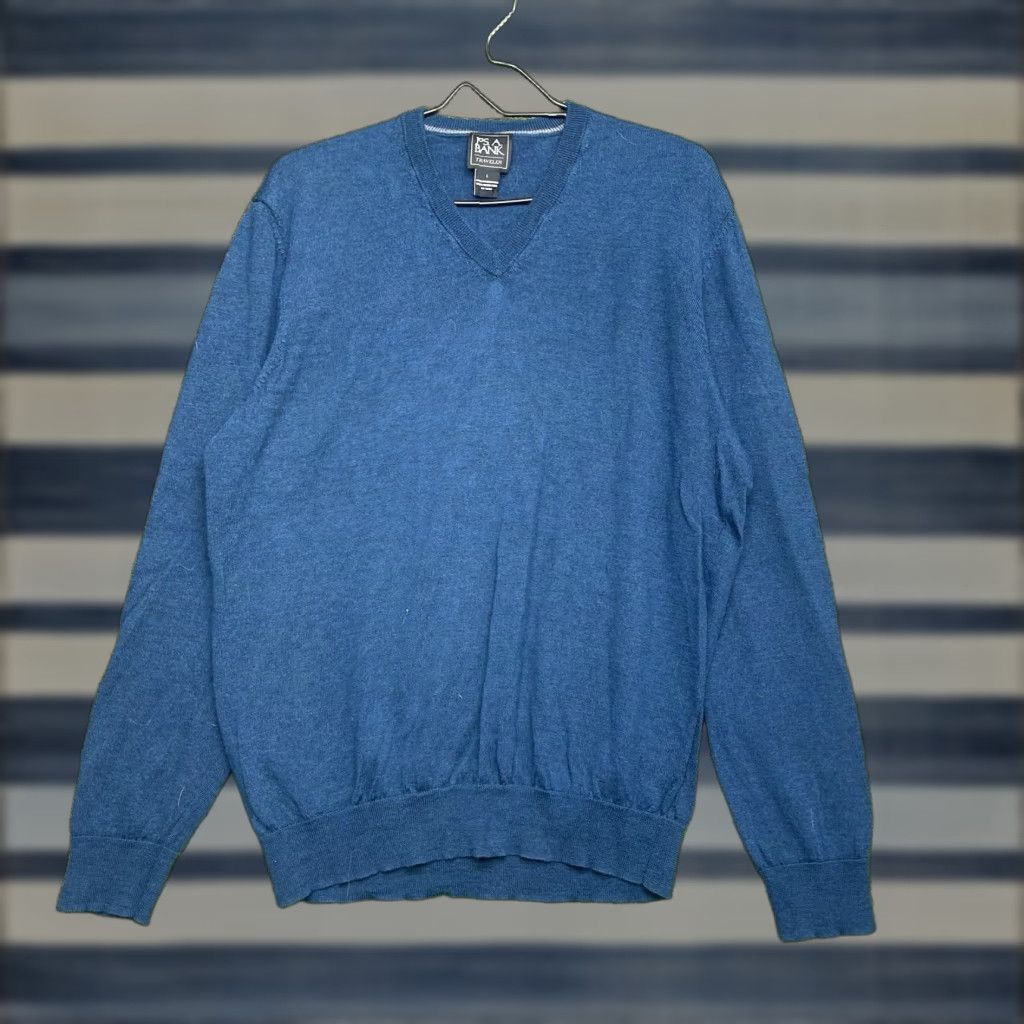 Jos. A. Bank Jos. A. Bank Sweater Mens Large Merino Wool Travelers Blue V-Neck Preppy Modern Knits Pullover Size US L / EU 52-54 / 3 - 1 Thumbnail