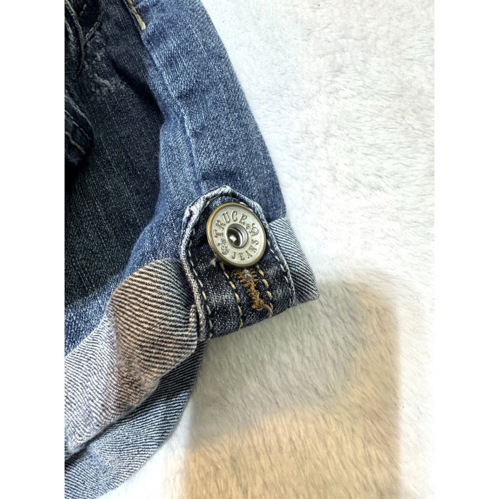 Denime TRUCE Rolled Up Stretch Blue Denim Jean Shorts Women's Size 17 EUC Medium Wash Size 38" / US 16 / IT 52 - 7 Thumbnail
