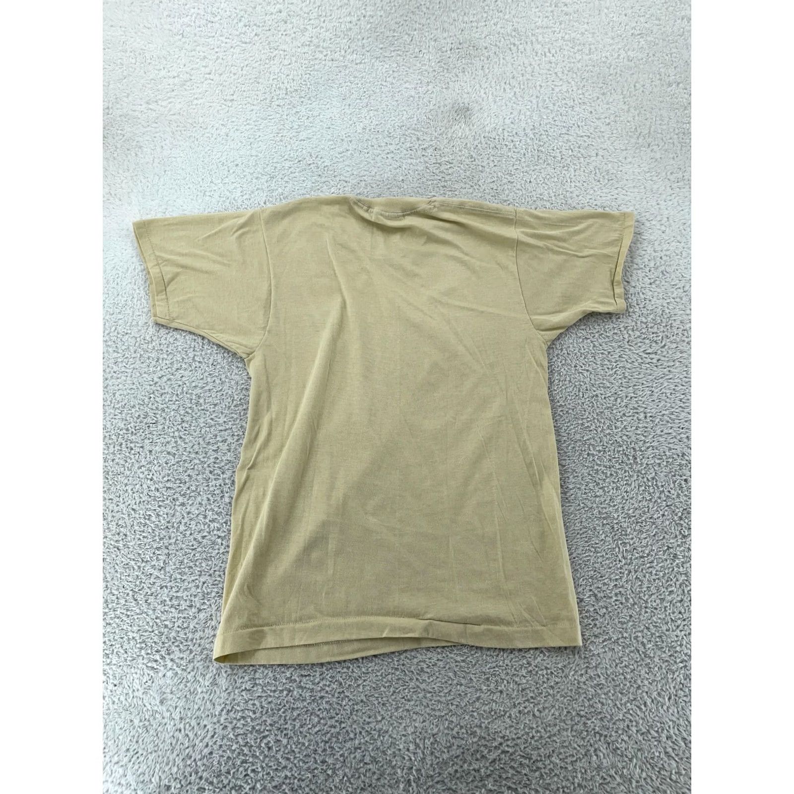 Vintage VINTAGE Screen Stars T-Shirt Mens S Tan USA Short Sleeve Crew Neck Cotton, Polyester Breathable, Easy Care, 80s, Single Stitch, Tan, White? Size US S / EU 44-46 / 1 - 4 Thumbnail
