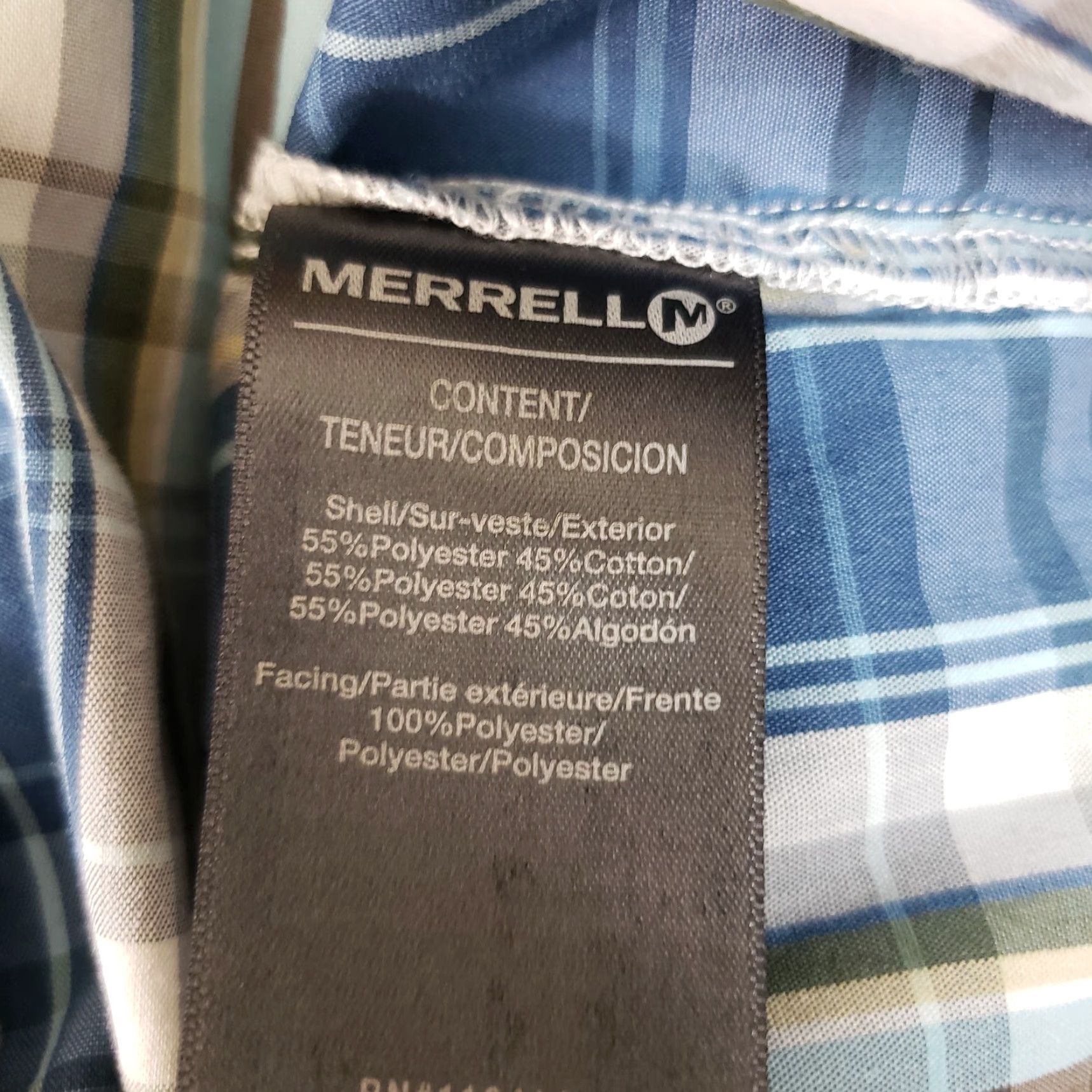 Merrell Merrell Mens Button Front Shirt Sz Large Blue Plaid Short Sleeve Shirt Size US L / EU 52-54 / 3 - 5 Thumbnail