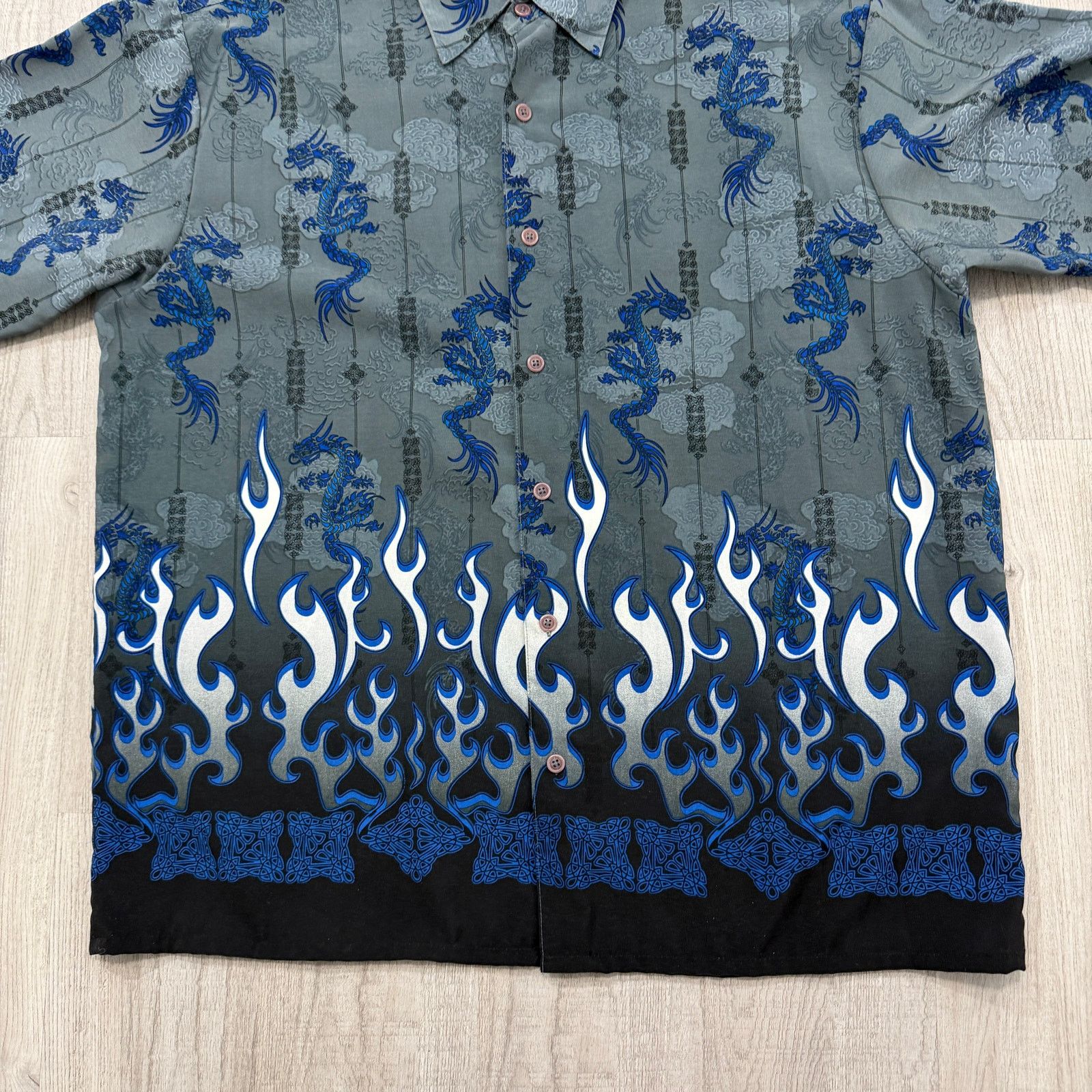 Vintage Vintage Emergency Exit Shirt Large Gray Blue Flames Dragon Size US L / EU 52-54 / 3 - 2 Thumbnail