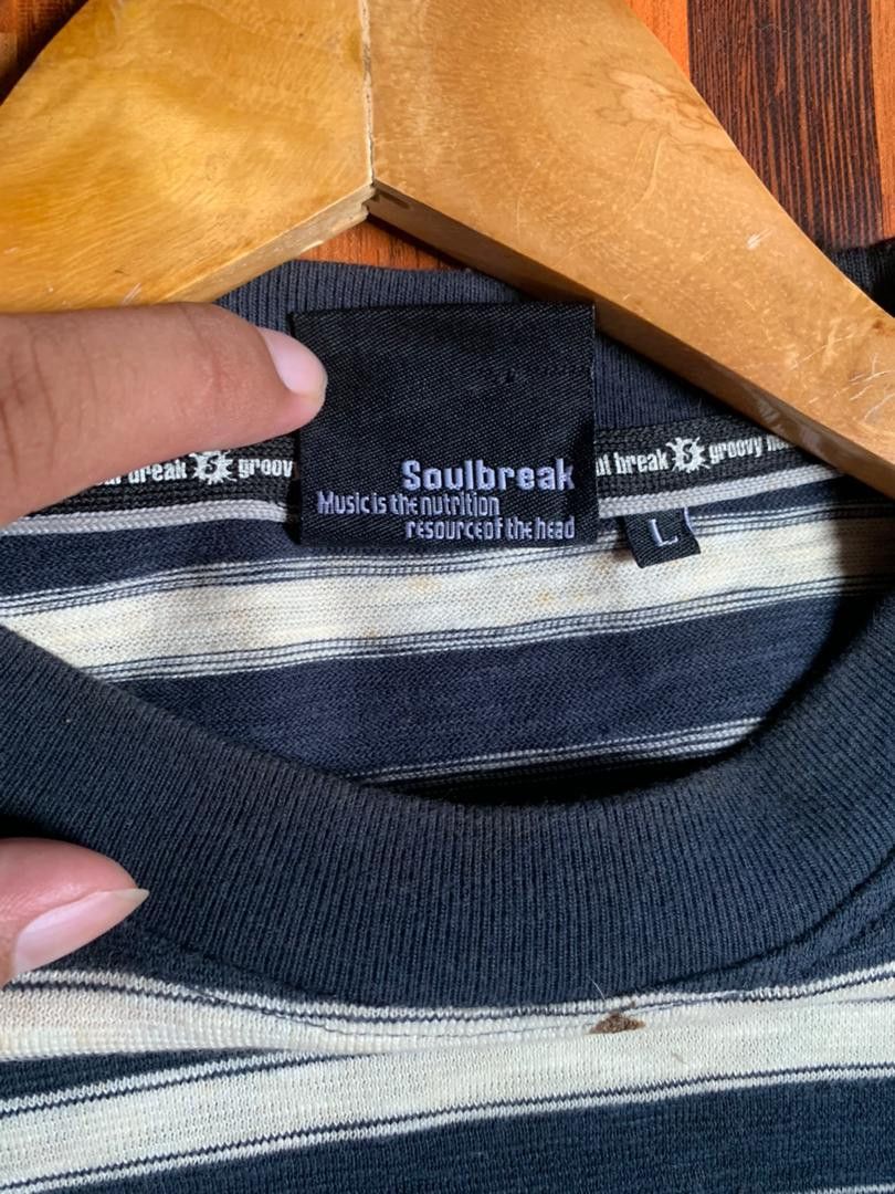 Japanese Brand e30 RARE SOUL BREAK stripe black/white strip T SHIRT Size US L / EU 52-54 / 3 - 11 Thumbnail