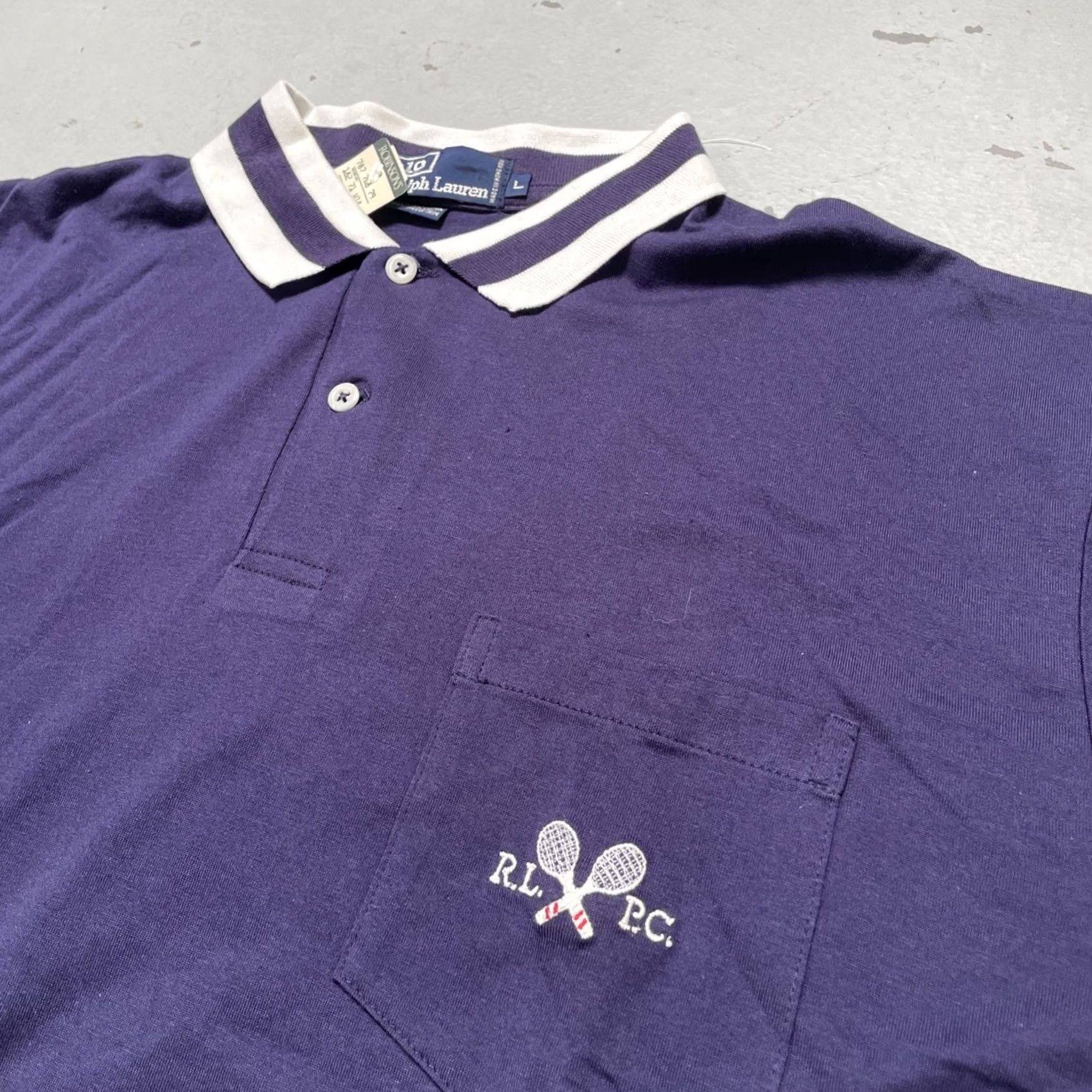 Polo Ralph Lauren VINTAGE Polo Ralph Lauren Tennis Crest RLPC Fine Cotton Polo Shirt NWT L Blue 90s Mens Womens Adults Polo Shirt Size US L / EU 52-54 / 3 - 2 Thumbnail