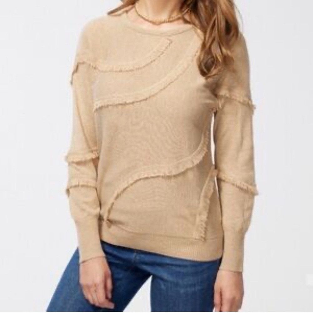 Chicos NWT New Chico's Tan Fringe Sweater Size 2 US L Size L / US 10 / IT 46 - 3 Thumbnail