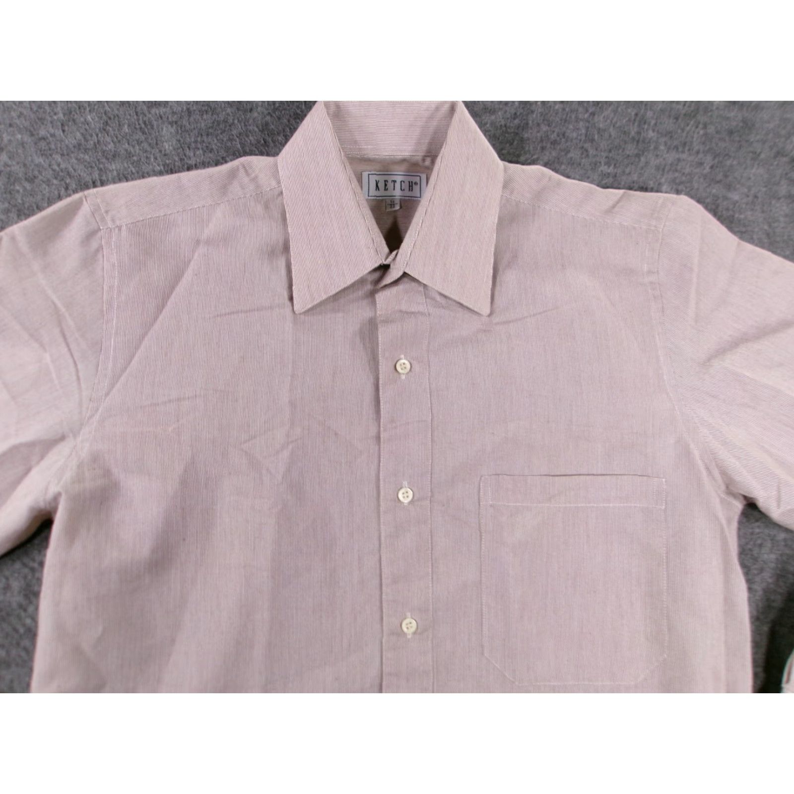 Vintage Ketch Shirt Men 14 Tan Striped Button Up Classic Preppy Office Cutaway Vintage Brown Size US S / EU 44-46 / 1 - 2 Thumbnail