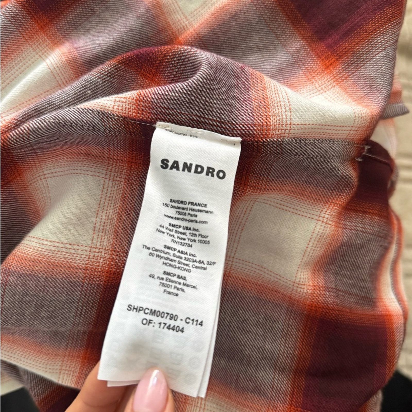Sandro Sandro Check Pattern Button-Up Shirt in Red and White NWT Size US M / EU 48-50 / 2 - 5 Thumbnail