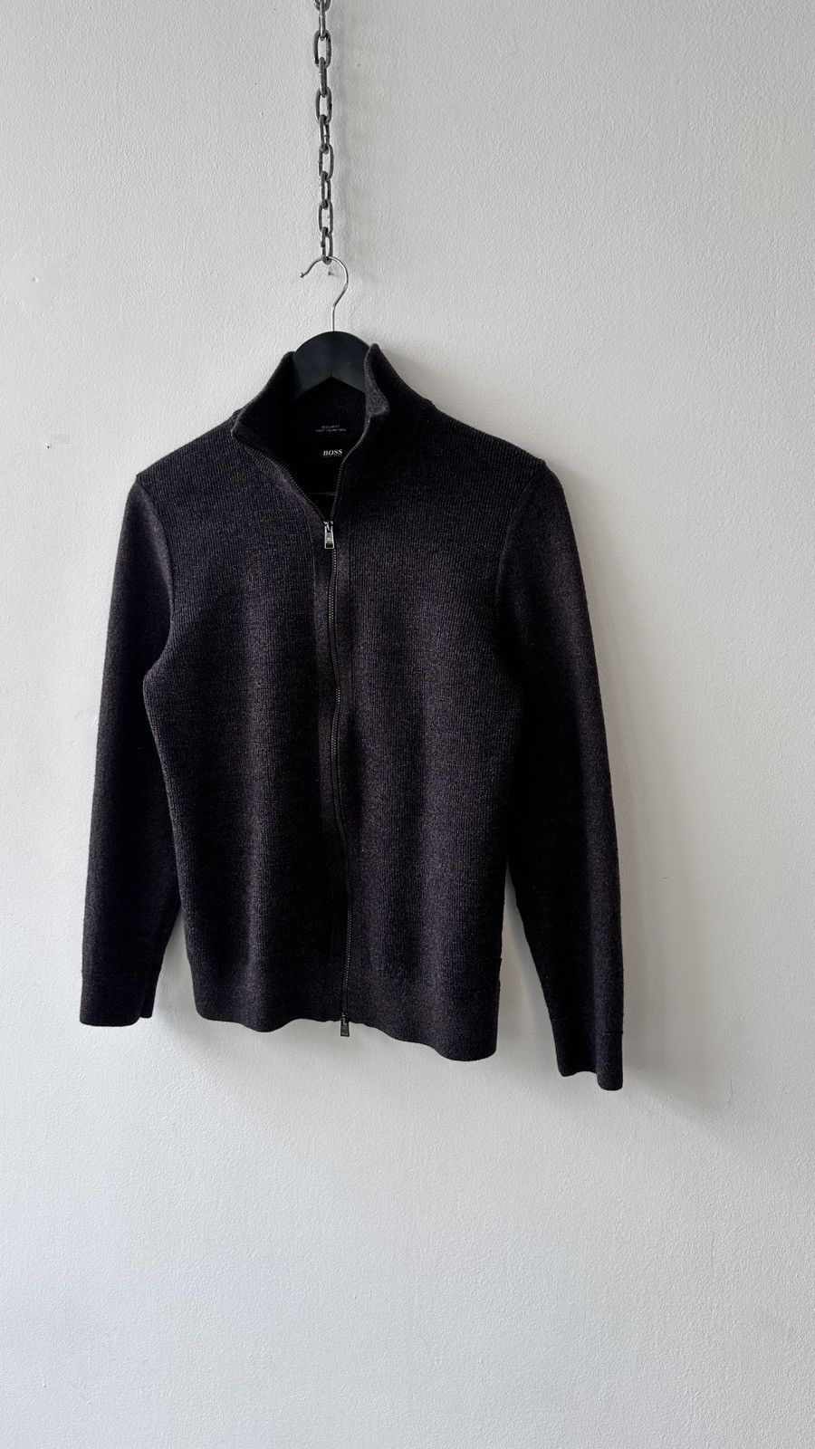 Hugo Boss Hugo Boss Zip Up Knit Jumper S Regular Fit Brown Virgin Wool Size US S / EU 44-46 / 1 - 4 Thumbnail