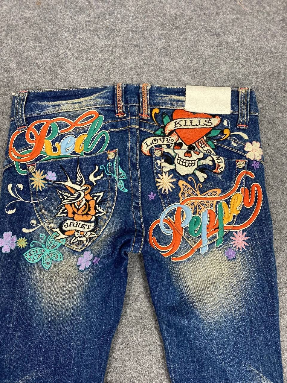 Ed Hardy red pepper x ed hardy bootcut flare denim nice design Size 32" / US 10 / IT 46 - 3 Thumbnail