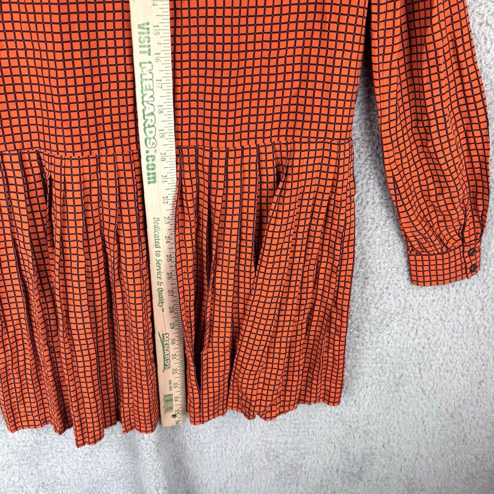 Vintage kate spade new york Checkered Long Sleeve Button Up Pleated Dress Shirt Dress Size 4 Orange Satin Polyester Knee Length Womens Party/Cocktail Size S / US 4 / IT 40 - 6 Thumbnail