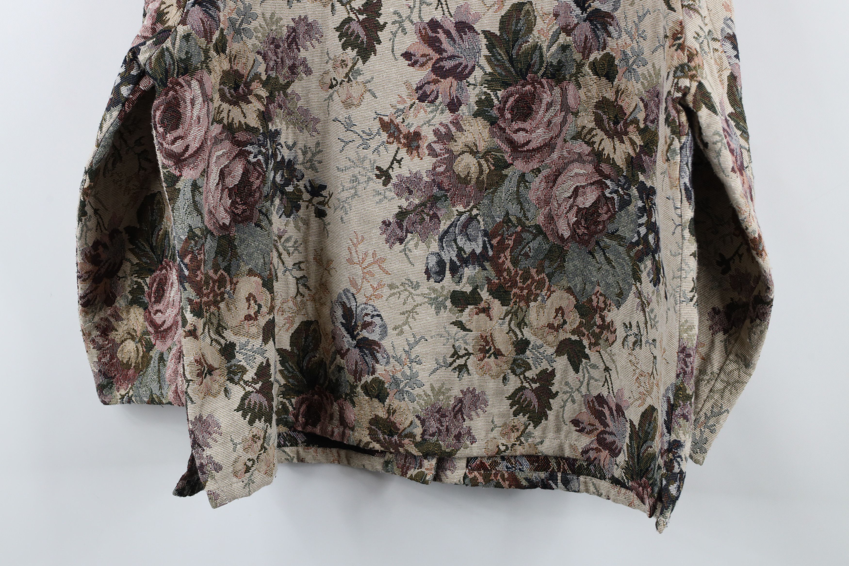 Vintage 90s Streetwear Tapestry Flower Button Jacket