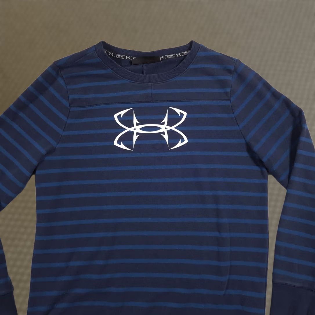 Under Armour Under Armour Fish Sweatshirt Mens Large Blue Striped Pullover Logo Outdoor Size US L / EU 52-54 / 3 - 1 Thumbnail