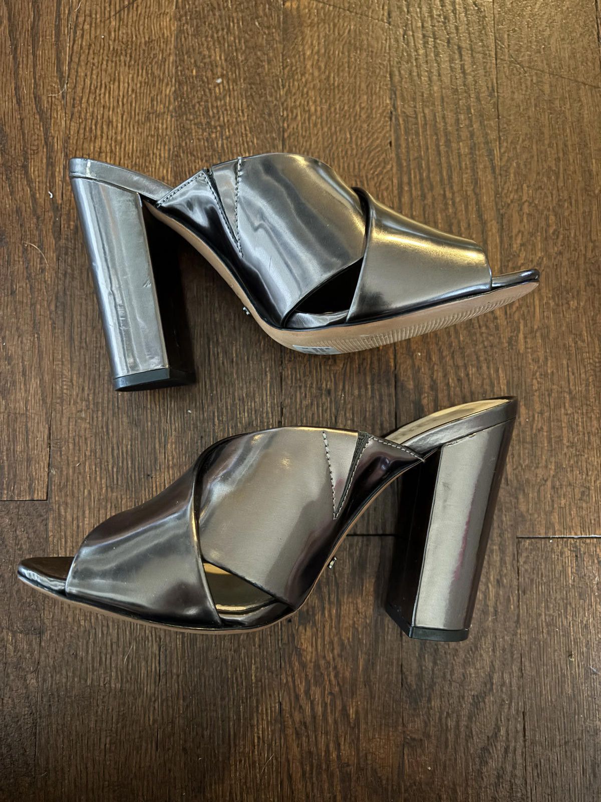 Designer NWT Schutz Womens Maisie Metallic High Heel Sandals Size US 7 / IT 37 - 8 Thumbnail