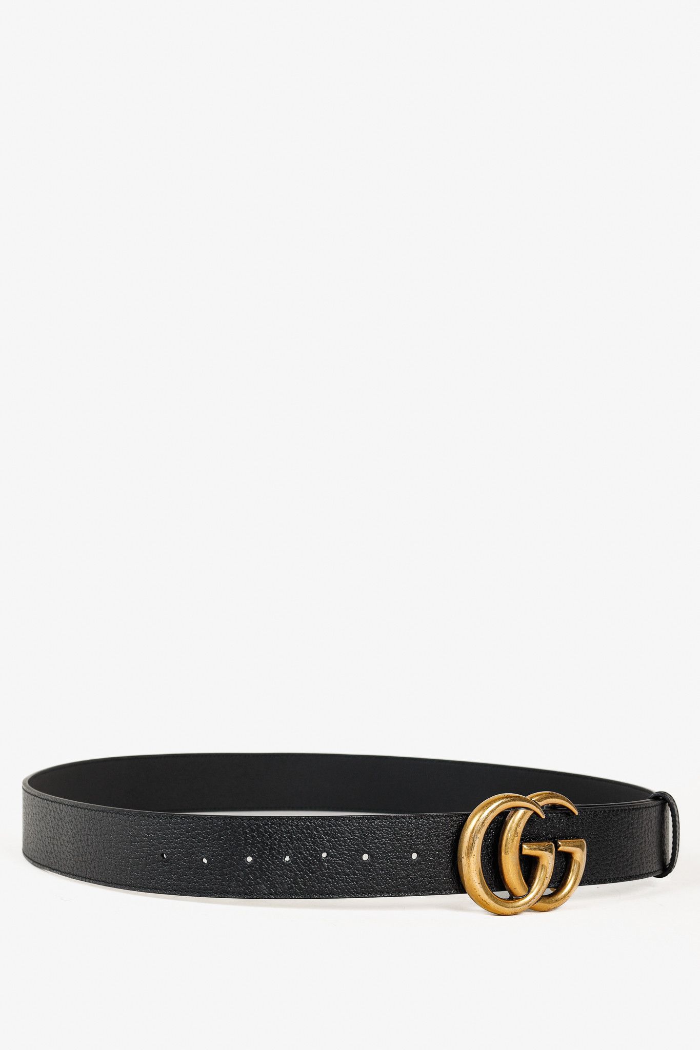 Gucci Gucci Marmont Golden GG Buckle Black Leather Wide Belt Size ONE SIZE - 1 Thumbnail