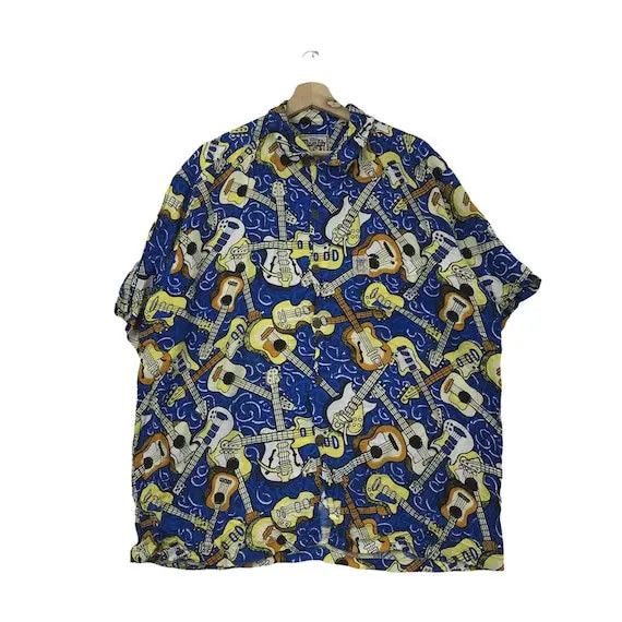Mambo Vtg 90’ MAMBO LOUD AUSTRALIA Art Guitar AOP Casual Tee Shirt Size US XL / EU 56 / 4 - 1 Thumbnail