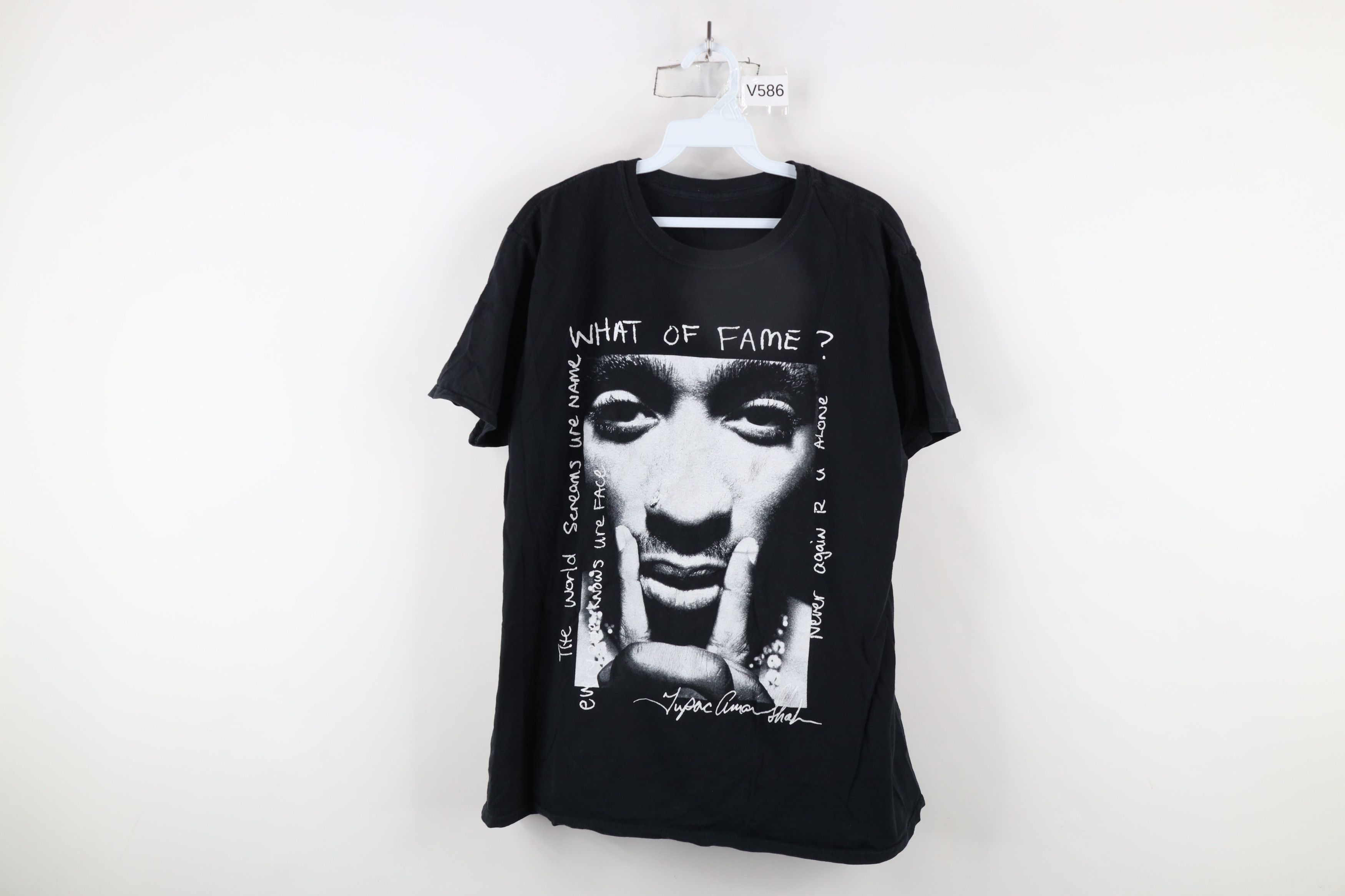 Vintage Vintage Y2K 2Pac What of Fame Face Hip Hop Rap T-Shirt Black Size US L / EU 52-54 / 3 - 1 Thumbnail