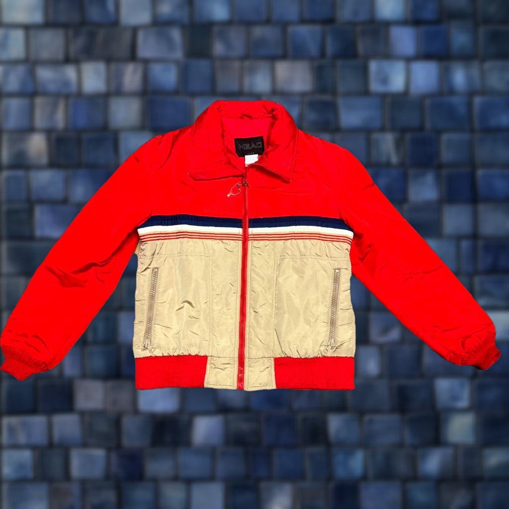VTG Head Sportswear Ski Jacket Men M Red Striped 70s 80s Retro USA NylON Pockets Mid-Length Fall Winter Shirt?